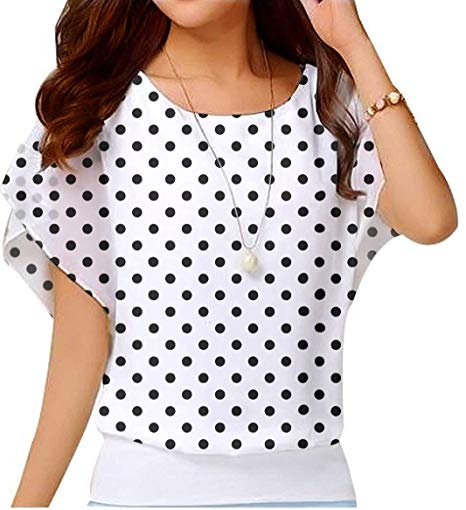 Viishow Women's Loose Casual Short Sleeve Chiffon Top T-Shirt Blouse