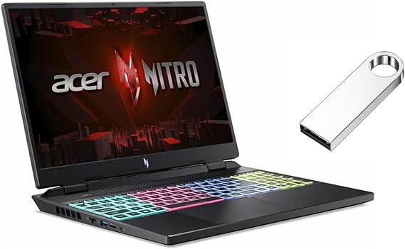 acer Nitro 16” WUXGA 165Hz Gaming Laptop | Intel Core i7-13620H Processor | GeForce RTX 4050 | Backlit Keyboard | 16GB RAM DDR5 | 1024GB SSD | Windows 11 Home | Bundle with 64GB USB Flash Drive