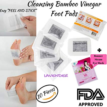 Adhesive Foot Pads For Toxins | ORGANIC FDA Approved | Bamboo Vinegar Cleansing Footpads | Improves Health & Wellness | Lavender Aromatherapy Removes Impurities | Relieves Cracked Dry Feet