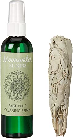 Moonwater Elixirs White Sage Smudge Spray for Cleansing and Clearing Energy (4 Ounce) - New Age Smudge Stick Organic California White Sage Smudge Bundle (Pack of 1)