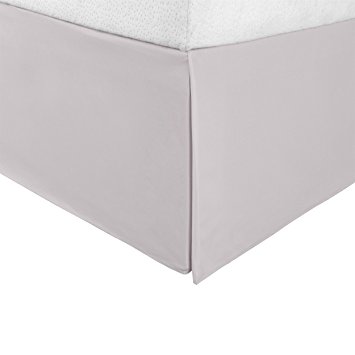 Superior Infinity Luxury Soft 100% Brushed Microfiber Tailored Bed Skirt with 15” Drop, Wrinkle Resistant with Pleats and Split Corners - Queen Bedskirt, Silver