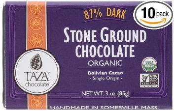Taza Chocolate Ground Chocolate Bar 87 Dark Stone 3 Ounce Pack of 10