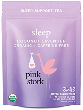 Pink Stork Sleep: Coconut-Lavender Sleep Support Tea, USDA Organic Herbs in Biodegradable Sachets, 30 Cups