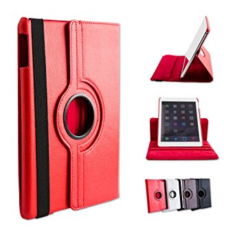 Ace of Slates iPad Air (Air 1) Case - 360 Degree Rotating Stand Case Smart Cover with Auto Sleep / Wake (Red) …