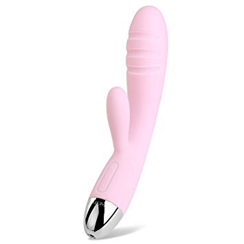 SVAKOM Barbara Wand Massager G-spot Rabbit Vibrators Waterproof Soft Threaded Clitoral Stimulators for Women(Pale Pink)