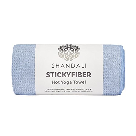 Hot Yoga Towel - Shandali Stickyfiber Yoga Towel - Mat-Sized, Microfiber, Super Absorbent, Anti-slip, Injury Free, 24" x 72" - Best Bikram Yoga Towel - Exercise, Fitness, and Pilates