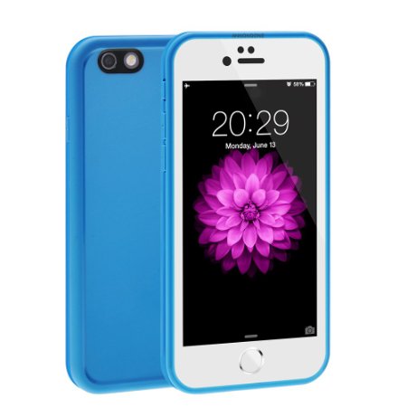 Waterproof Case for iPhone 6 6S, ANNONGONE Full Sealed ultrathin light Waterproof Shockproof DirtProof Case Protective Cover for iPhone 4.7"- Blue