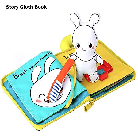 beiens Cloth Books, Soft Baby Activity Book About 8 Night Routines Quiet Felt Books for Toddlers 1-3 Year Old Babies Learning and Sensory Toys for Training Life Skills and Early Development
