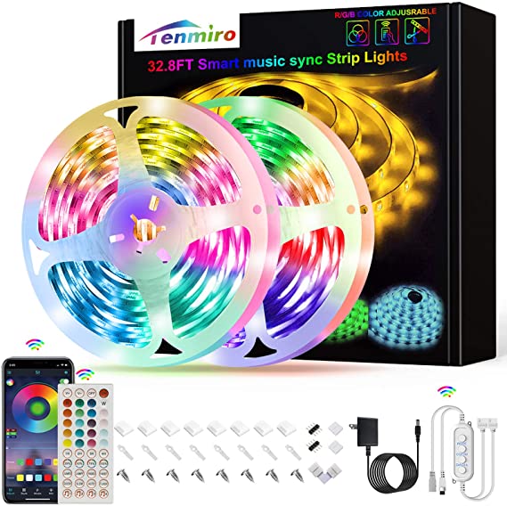 32.8ft Led Lights for Bedroom, Led Strip Lights Music Sync Color Changing App Control Led Light Strips with Remote, for Room Bedroom Party Decoration(2 Rolls of 16.4ft)