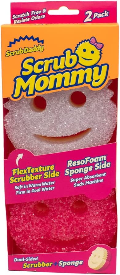 Scrub Daddy Scrub Mommy Assorti Éponge Lavable Anti Scratch Double Face, Eponge Vaisselle Cuisine & Salle de Bain, Anti-Rayures, Antibactérienne et Réutilisable, Eponge Grattante Flextexture, Lot de 2