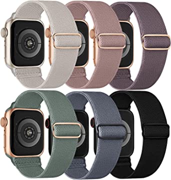 Stretchy Solo Loop Bands Compatible with Apple Watch Band 38mm 40mm 41mm 42mm 44mm 45mm, Adjustable Braided Elastic Weave Nylon Women Men Wristbands Straps for iWatch Series Ultra/8/7/6/5/4/3/2/1/SE