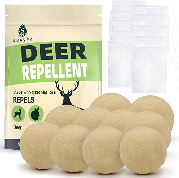 SUAVEC Deer Repellent, Rabbit Repellent, Deer Deterrent for Trees, Rabbit Repellant for Garden, Deer Repellent Outdoor for Plants, Deer Repellent for Yard Powerful, Deer Repellant for Lawn- 10 Packs