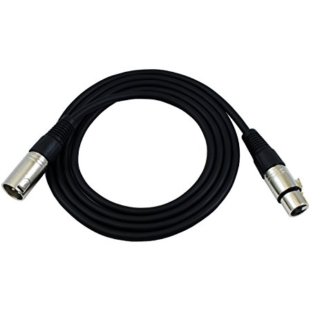 GLS Audio 6ft Patch Cable Cord - XLR Male To XLR Female Black Mic Cable - 6' Balanced Snake Cord - SINGLE