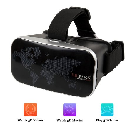 VR Headset, iRush 3D Virtual Reality Video Glasses, VR Glasses Box, VR Park for 3D Gaming / Movies / Videos, Fit with Apple iPhone 6 Plus, Samsung 4-6 inch Android Smartphones
