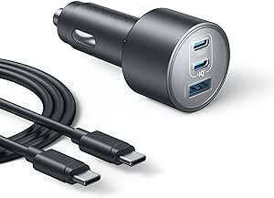 Anker USB-C Car Charger, 167.5W Max 3-Port Ultra-Compact Type-C Fast Car Charger, for MacBook Pro/Air, iPhone 15/14 / 13 Series, Samsung S24 / S23, iPad Pro, AirPods, and More