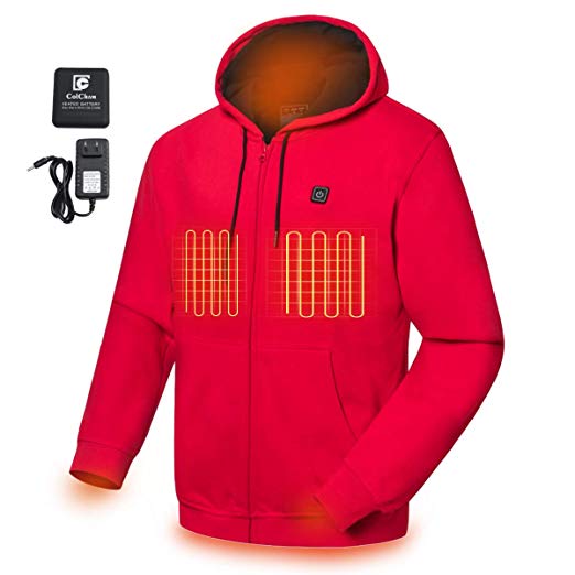 COLCHAM Heated Hoodie Soft Fleece with Battery and Charger (Unisex)
