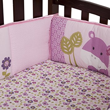 Lambs & Ivy Hopscotch Jungle 4 Piece Crib Bumper, Pink/Plum/Fuscia