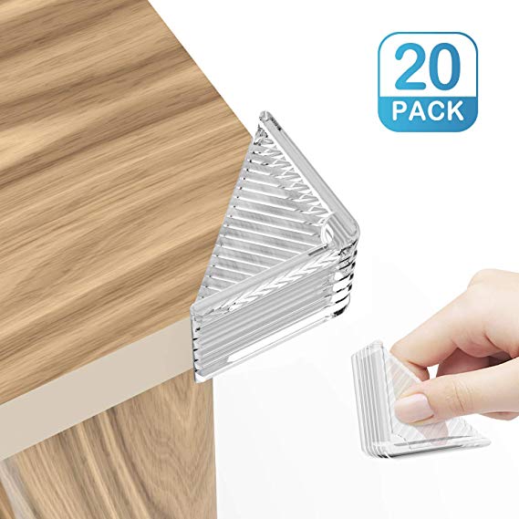 Corner Protector, 20 Pack Super Strong Clear Edge Bumper - Baby Proofing Kit For Furniture Against Sharp Corners, Easy Installation Child Proof Rubber Cabinet Cushion Cover