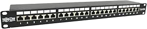 Tripp Lite 24-Port Cat6a Shielded Patch Panel, RJ45, 10 Gbps, STP, 110 Punch Down, 1U Rackmount Standard 19-inch, TAA Compliant, (N252-024-6A-SH)