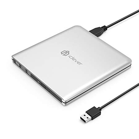 iClever External DVD CD Drives Compatible with USB 3.0, High Speed CD/DVD RW Burner for PC Laptop Desktop Support Apple Macbook Pro/Air (Silver)