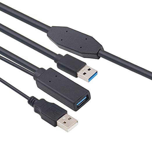 USB 3.0 Active Extension Cable 20Ft, Tan QY 20 Foot USB 3.0 Active Repeater Cable Extender with Signal Amplifier Type A Male to A Female Superspeed Extension Cord 6m(Black 20FT)