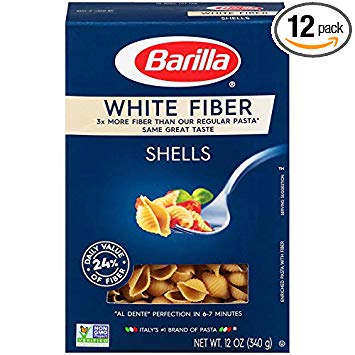 Barilla White Fiber Pasta, Shells, 12 Ounce (Pack of 12)