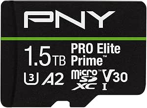 PNY 1.5TB PRO Elite Prime Class 10 U3 V30 A2 microSDXC Flash Memory Card - 200MB/s, Class 10, U3, V30, A2, 4K UHD, Full HD, UHS-I, Micro SD