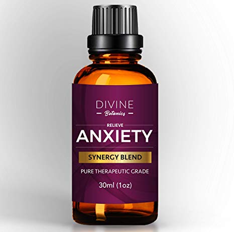 Divine Botanics Anxiety Relief Pure Essential Oil Blend 30ml - Stress relief on the go Aromatherapy Essential oils for Relaxation and Calming - Sweet Orange Ylang Ylang Geranium Lemongrass Mood Boost