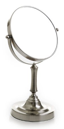 BINO The Academic 65-Inch Double-Sided Mirror with 5x Magnification Satin Nickel