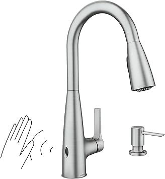 Moen 87627EWSRS Haelyn Touchless Single-Handle Pull-Down Sprayer Kitchen Faucet with MotionSense Wave and Power Clean, Spot Resist Stainless