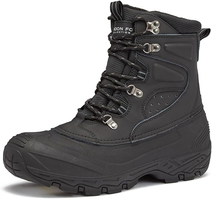 LONDON FOG Breckenridge Waterproof Mens Winter Boots - Leather Insulated Mens Snow Boots - Grey, Black or Brown - Men Medium or Extra Wide Widths Size 7 to 15