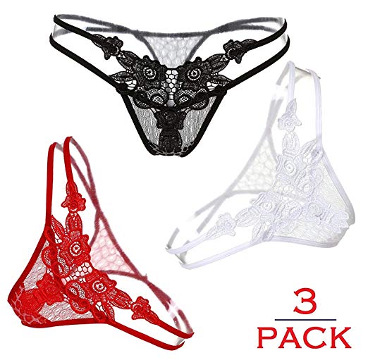 Josi Minea Women's 3 Pack Sexy Lace Thong Panty - One Size Fits All (fits S/M/L)
