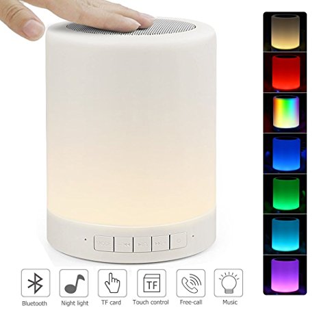 LED Bluetooth Speaker Night Light, Portable Adjustable Touch Control Color Bedside Table Lamp, Speaker phone / TF Card / AUX-IN Supported