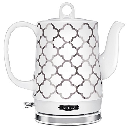 BELLA 14522 Cordless Electric Ceramic Kettle, 1.2L, White and Silver