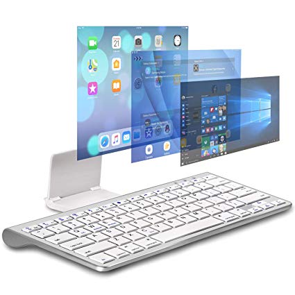 CHESONA Bluetooth Keyboard Ultra Slim Sliding Stand Universal Wireless Bluetooth Keyboard Compatible Apple iOS iPad Pro Mini Air iPhone, Android Galaxy Tab Smartphones, Windows PC-White