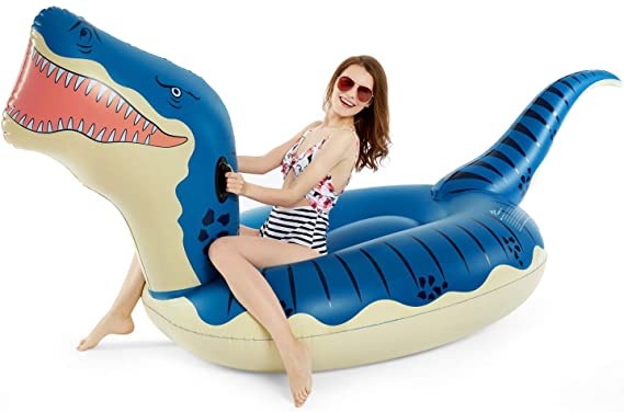 Jasonwell Inflatable Dinosaur Pool Float for Boys Girls Giant T-Rex Floatie Summer Beach Swimming Pool Inflatables T-Rex Ride on Party Pool Toys Raft Lounge Kids Adults Tyrannosaurus Rex Dinosaur Toys