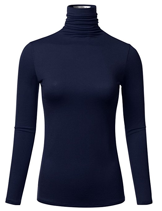 FLORIA Womens Long Sleeve Lightweight Turtleneck Top Pullover Sweater (S-3X)