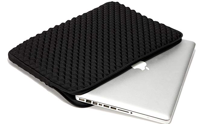 Weierken Laptop Sleeve 15-15.6 inch Splash & Shock Resistant, Diamond Foam Neoprene Waterproof Tablet Zipper Case Bag, for Chromebook ASUS HP Lenovo DELL XPS Toshiba MacBook pro Air iPad, Black
