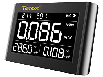 Temtop M1000 Air Quality Monitor for PM2.5 HCHO TVOC Formaldehyde Temperature Humidity Indoor Detector Large LCD Display Built-in Rechargeable Battery