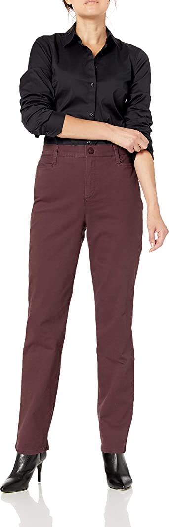 Gloria Vanderbilt Women's Amanda Polished Trouser Pant, Port Wine, 10