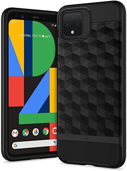 Caseology Parallax, Google Pixel 4 Case Shockproof, Geometric Pattern, Designed for Google Pixel 4 (Matte Black)