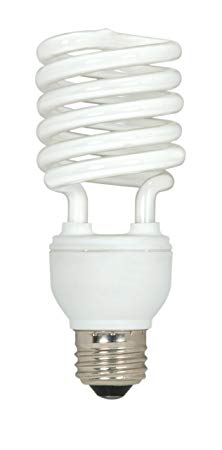 Satco S6276 23-Watt Medium Base T2 Mini Spiral, 5000K, 120V, Equivalent to 100-Watt Incandescent Lamp for Enclosed Fixtures, 3-Pack