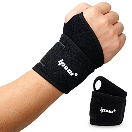 [1 Pair] Ipow Adjustable Workouts Wrist Wraps Supports Straps Protector for Carpal Tunnel Arthritis, One Size Fits All