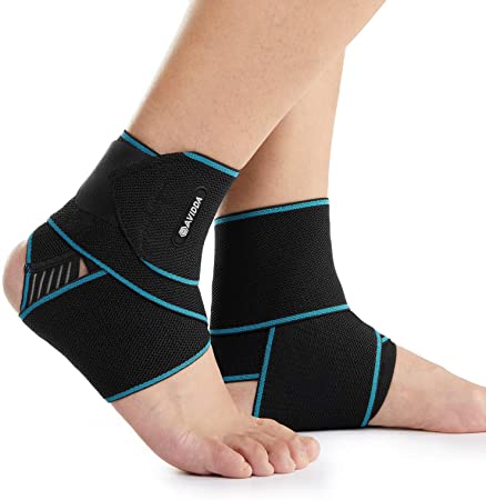 AVIDDA Ankle Support 2 Pack, Adjustable Ankle Brace for Sports, Elastic Compression Ankle Strap for Sprained Ankle, Achilles Tendon, Running