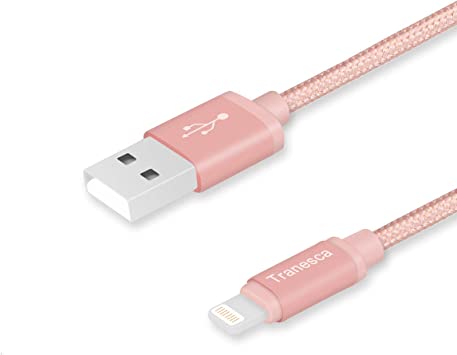 Tranesca Compatible Nylon Braided Charging Cable Compatible for iPhone X,iPhone8,iPhone 7/7 Plus/iPhone 6/6s/iPad Air/iPad Pro and More-Rose Gold (6 Feet/1.8 Meter-Updated Version)