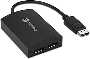 gofanco Prophecy 1x2 DisplayPort 1.2 to 2 Port Display Adapter – DP to Dual DisplayPort MST Hub Converter, 4K @30Hz, for Windows PCs, Not Mac OS Compatible, Eyefinity Support, TAA Compliant