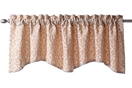 Stylemaster Twill and Birch Bryce Chenille Scalloped Valance with Cording, 55 by 17-Inch, Sand