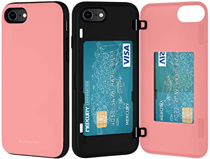 GOOSPERY Apple iPhone SE 2020 Case, iPhone 8 Case, iPhone 7 Case, Wallet Case with Card Holder, Protective Dual Layer Bumper Phone Case (Pink) IP8-MDB-PNK