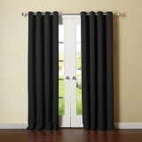 Best Home Fashion Thermal Insulated Blackout Curtains - Stainless Steel Nickel Grommet Top - Black - 52W x 108L - Set of 2 Panels