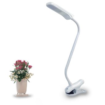 Flexible Neck Clip On LED Desk Lamp, Sturdy Goosenneck, Eye-Care, 5W Energy-Efficient Clamp table light